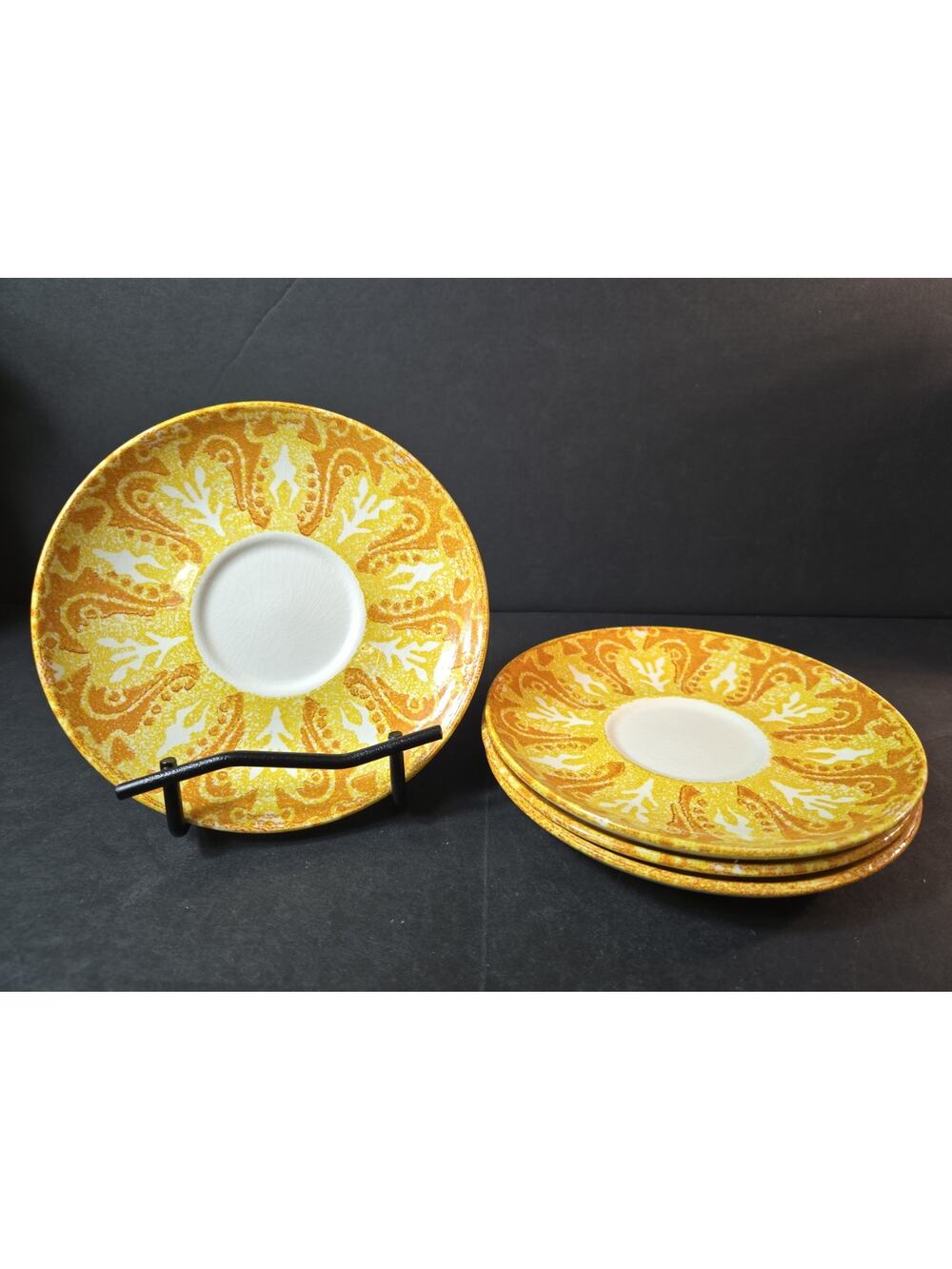 Vintage 1970's Mount Clemens Ironstone Saucers (4) - Orange & Yellow